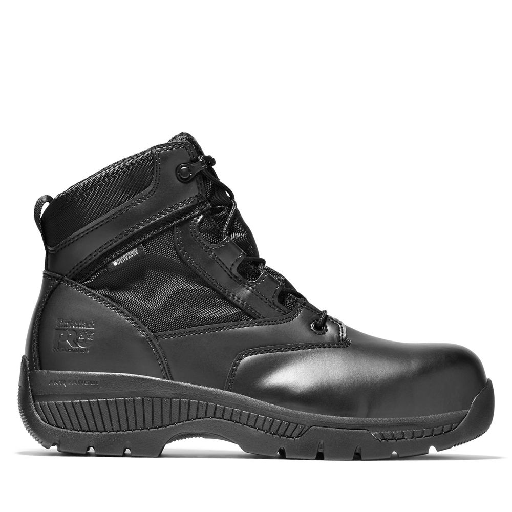 Bocanci Pro Timberland Barbati Negrii - Valor™ Duty 6\" Side-Zip Comp Toe - Romania - BVDFCM670